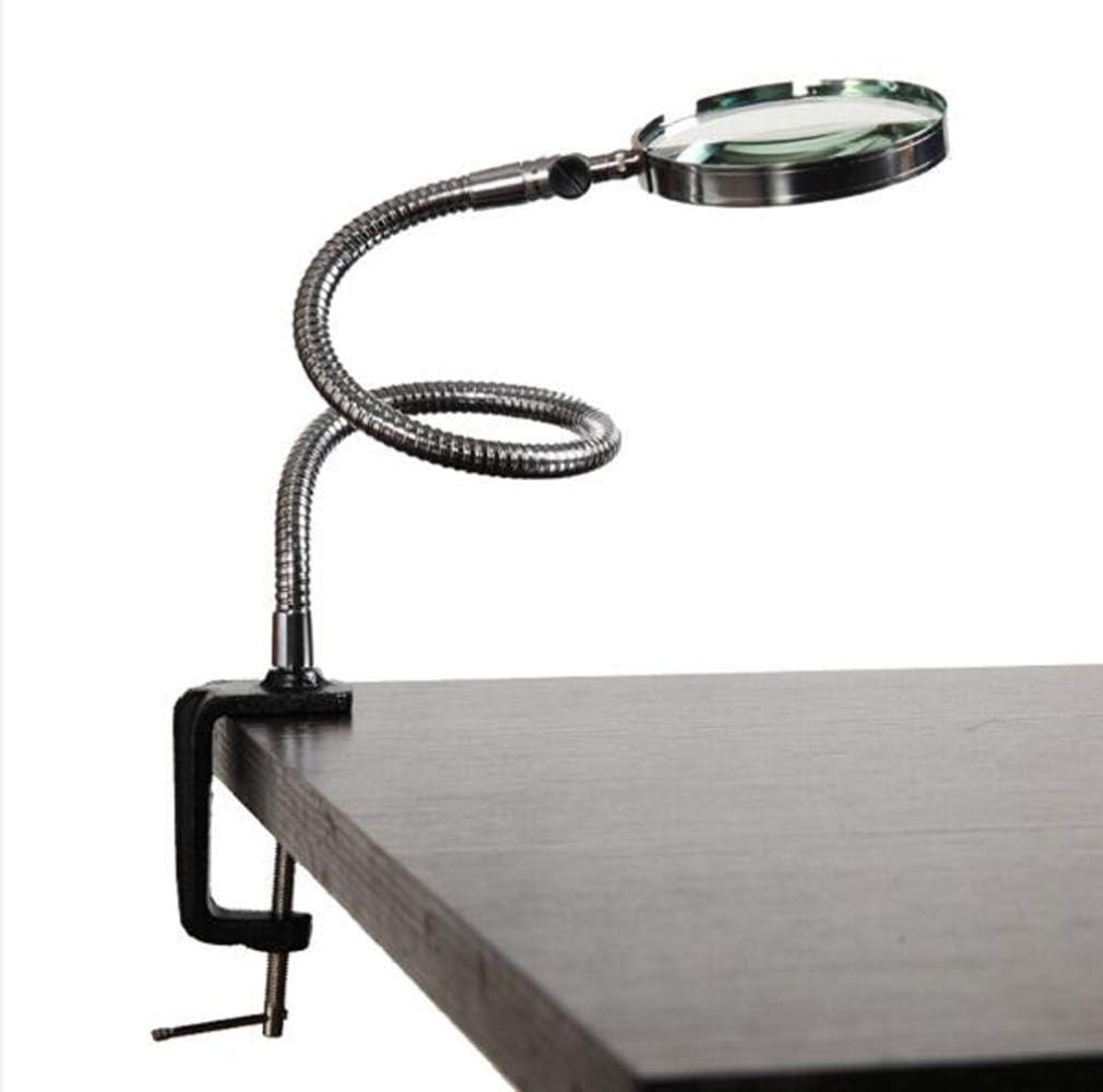 Magnifier, 5X Magnifying Glass Clamp, 100mm Magnifier Lens, Metal Hose