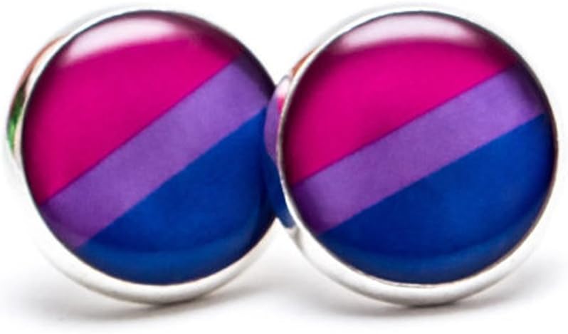 Bi Pride Flag Symbol Earrings - Bisexual Flag Stud Earrings (Pair). LGBT Stud Earrings. GLBT Jewelry. Great for the Gay parade or as a Gay Gift.