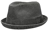 Men's Casual Vintage Style Washed Cotton Fedora Hat (F2232-BLACK,LXL)