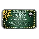 Dr. Bronner's & Sun Dog's Magic Organic Balm for Dry/Chapped Skin or Tattoos, Patchouli Lime, 0.5-Ounce Tins (Pack of 3)
