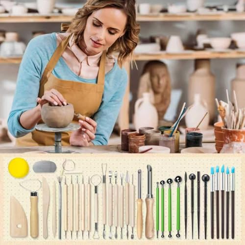 36 PCS Clay Tools Kit, Pottery Clay Sculpting Tools for Carving, Shaping, Molding, Ceramic Modeling & Polymer Clay Crafts, for Beginners, Artists & Hobbyists