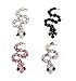 Nail Art 3D Decorations Set of 12pcs Snakes Studded With Pink, AB, Silver And Black Rhinestones / Crystals / Jewels / Gems By VAGA