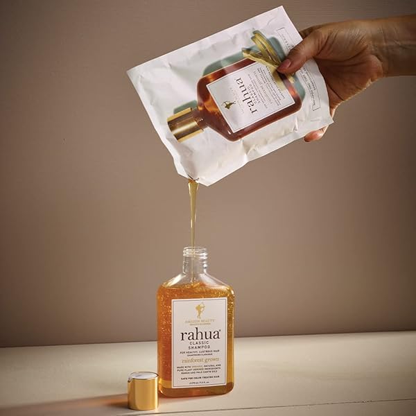 RAHUA CLASSIC HAIR SHAMPOO REFILL, 9.5 FL OZ, ORGANIC SULFATE FREE SHAMPOO WITH NATURAL, PLANT BASED DERIVED INGREDIENTS, WOODSY EARTHY SCENT, HAIR CARE PALO SANTO OIL FOR SCALP CARE, SHINY SILKY HAIR