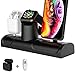 3 in 1 Stand for Apple Watch iPhone AirPods Holder Docking Station Dock Silicone Support for iWatch 4/3/2/1/ AirPods/iPhone XR/XS /8/8 Plus/ 7/7 Plus Black (3 in 1 Stand)