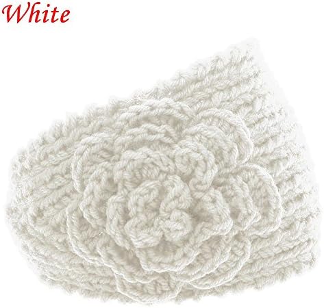 DHmart 1PC Fashion Women Lady Crochet Headband Knitted Hairband Flower Winter Ear Warmer Headwrap Xmas Headbands Hair Band Accessories