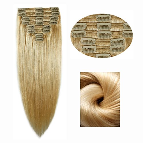 Double weft 100% remy human hair clip in extensions 14  -22   gra…