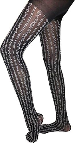 Lace Poet Gray Chanti Embroidered Victorian Art Tights (Gray, Medium)
