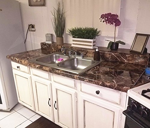 BESTERY Brown Look Marble Self Adhesive Gloss Vinyl Wrap Film Kitchen Contact Paper Peel Stick Wallpaper Decor Shelf Liners 24''x79'' (Brown)