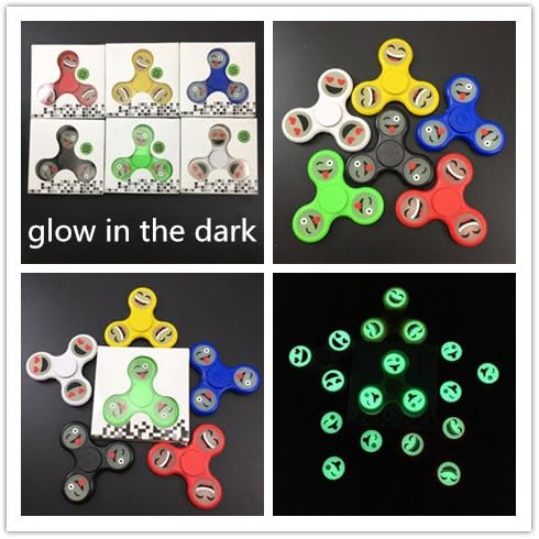 (GoldStore95) 100pcs New Styles Fidget Spinner - Stress Reducer Toy for Kids, Students and Adult - Fidget Spinner Color, Camo, Glow in the Dark Fidget toys for Killing Time (Emoji Glow in the Dark)