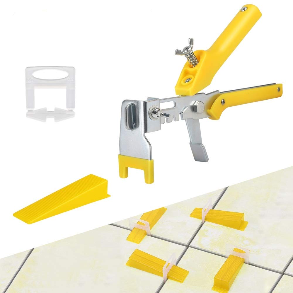 Tile Leveling System 1.5mm 300pcs Tile Spacer Clips, Tile Kits,100pcs Reusable Wedges for Floor Leveling, Tile Kits, Wall Tile Leveler Tools