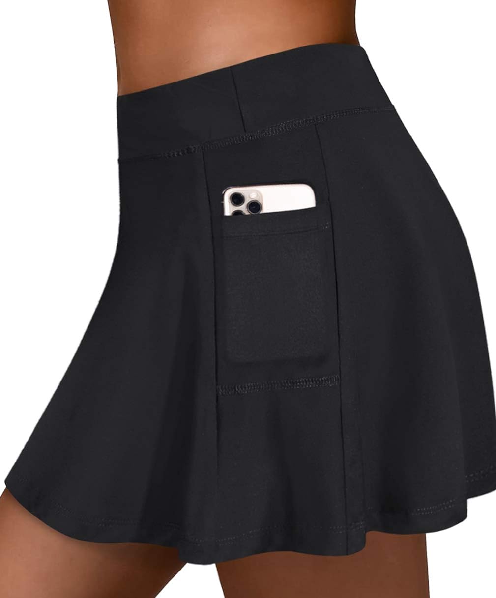 Fulbelle Womens Athletic Tennis Skirts Elastic Golf Skorts with Pockets: Clothing