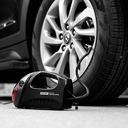 POTEK DC 12V 300PSI Portable tire inflators /Car Electric Air Compressor Pump with Gauge for Car, Truck, Bicycle ,Basketballs and Inflatable Objects