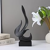 Bocnity Modern Flame Sculpture Decor Flame Statue Resin Sculptures Abstract Art Figurines Centerpiece Sculpture for Home Decor Living Room Stand Coffee Table Office Decor(Black-B)