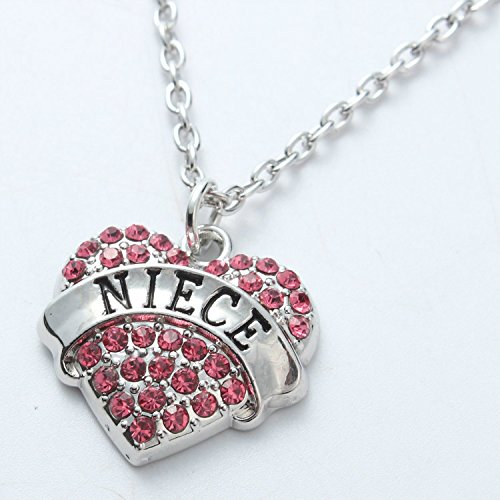Niece Gifts Heart Pendant Necklace Women Girl - Charm Red Crystal Silver Jewelry