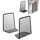 SNNplapla Mesh Metal Bookends Universal Nonskid Economy Heavy Desk Organizer Book Holder 1 Pair
