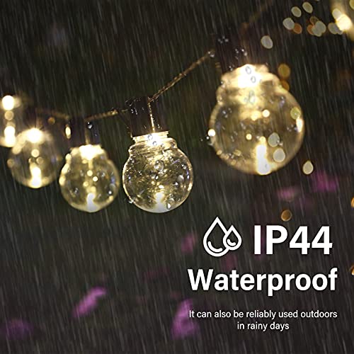 Lichterkette Glühbirnen Außen, 3M 20er LED Aussen G40 Glühbirnen Lichterkette mit Batterie, 8 Modi Wasserdichte Lichterkette, Warmweiß Garten Lichterkette Beleuchtung für Party Garten Hof Balkon