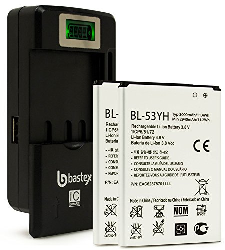 Two (2pk) BasTex Rechargeable 3000mAh Li-ion Battery for LG G3 OPTIMUS+plus One (1) Bastex External Dock LCD Battery Charger Two (2pk) BasTex Rechargeable 3000mAh Li-ion Battery for LG G3 OPTIMUS+plus One (1) Bastex External Dock LCD Battery Charger