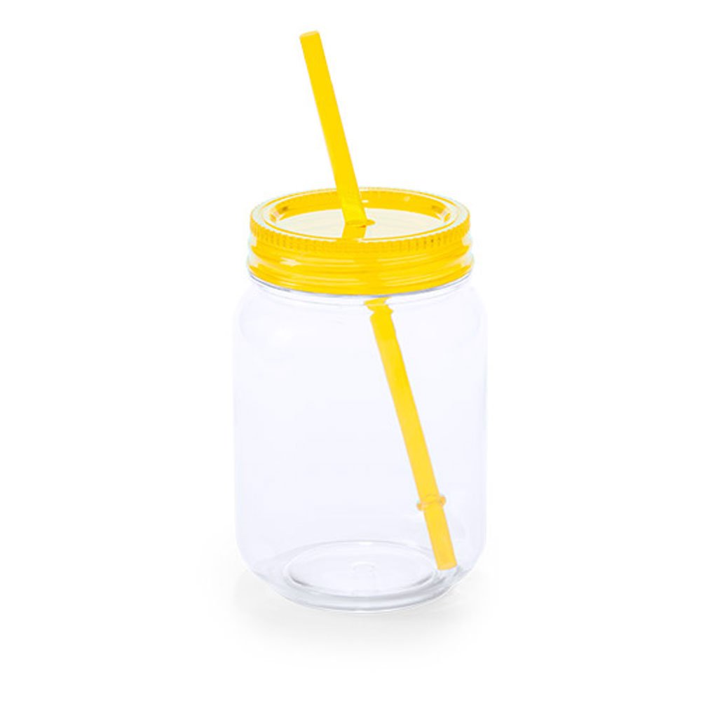 eBuyGB 1303208 Mason Jam Jars, BPA-Free Plastic, 600 ml, Yellow