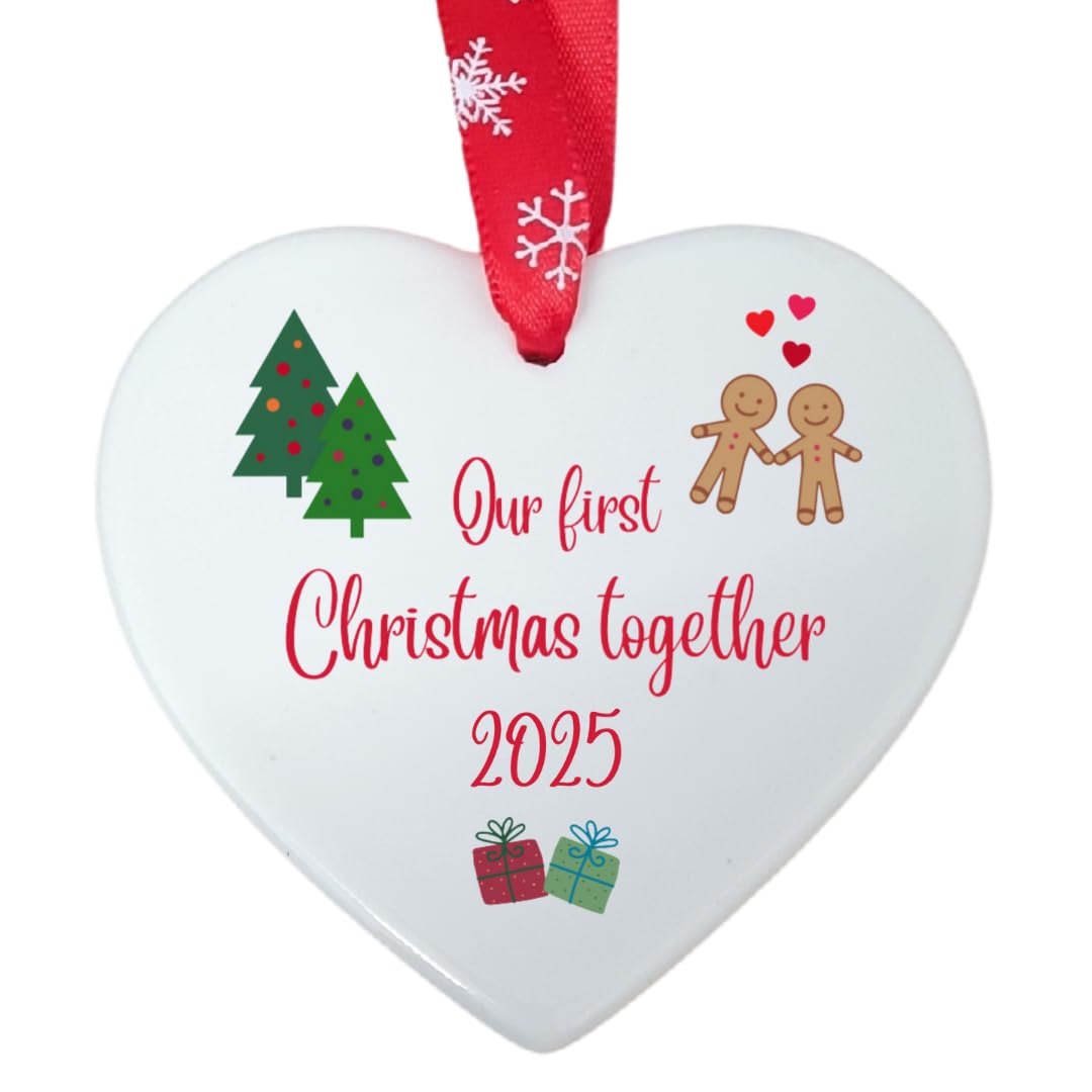 Second Ave Our First Christmas Together White Ceramic Hanging Heart Christmas Xmas Tree Decoration Bauble