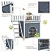 Tangkula Pet Dog House, Wooden Outdoor & Indoor Dog/Cat Puppy House Room with a View, Pet Room with Stairs, Raised Roof and Balcony Bed, Wooden Dog House (L)