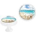Elohiym 4 Pack Ocean Beach Starfish Seashell Blue Skyline Cabinet Knobs White Dresser Knobs Crystal Drawer Knobs Unique Door Pulls Handles for Kitchen Bathroom Furniture Hardware