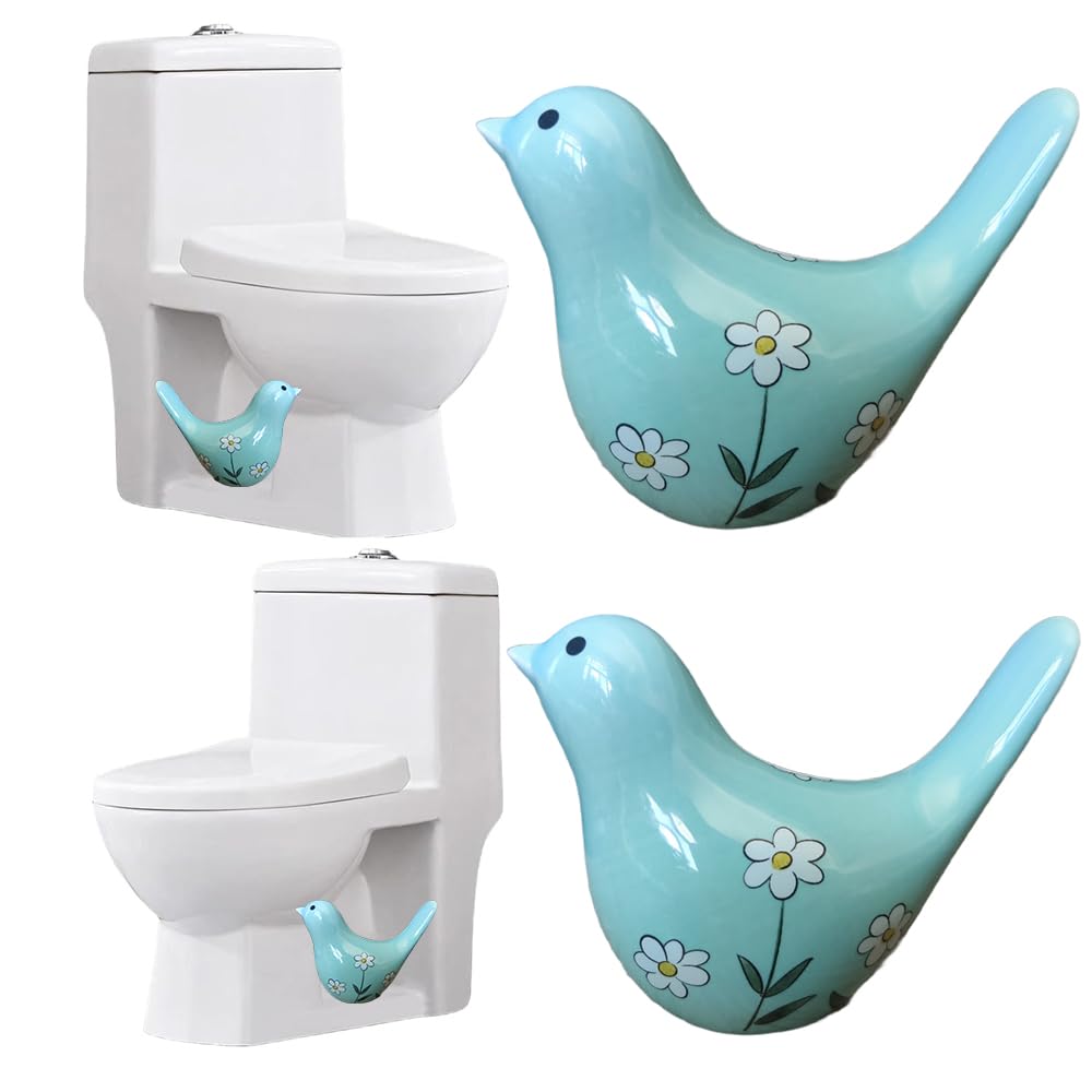 Photo 1 of 2PCS Toilet Bolt Covers Decorative, Cute Bird Toilet Screw Cover Caps, Ceramic Toilet Bolt Caps Decorative, Funny Bathroom Accessories, No Tools Easy Installation Bathroom Decor (Blue)