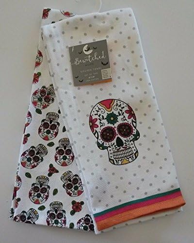 Amazon Com Bewitched Sugar Skull Kitchen Towels Set Of 2 Home