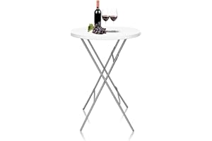 GUAGUA 32" Round Plastic Folding High Top Table - Versatile Bar, Cocktail & Portable Pub Table for Parties, Bistro & Events(White)