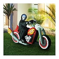 Yal Boutique Halloween Airblown Inflatable Reaper Motorcycle Outdoor Yard Decorations 7.5ft