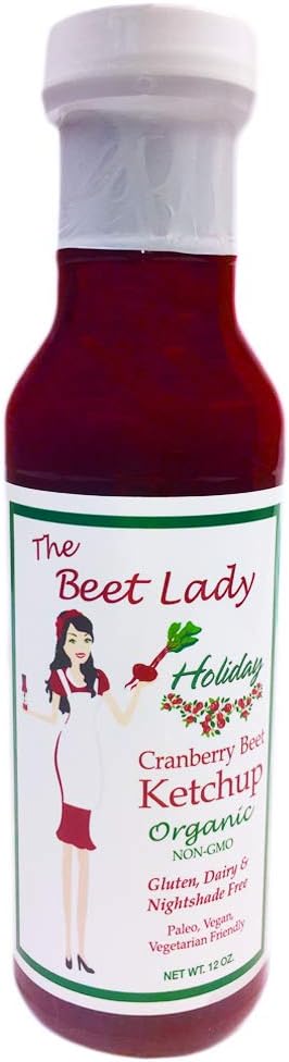 The Beet Lady Organic Cranberry Ketchup (Non GMO) Nightshade Gluten and Dairy Free