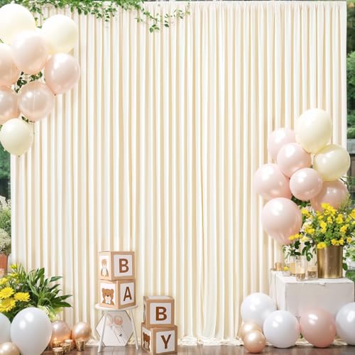 Champagnerfarbener Hintergrundvorhang für Partys, Hochzeiten und Babypartys, knitterfreier Fotohintergrund aus Stoff, Dekoration für Brautpartys, 152