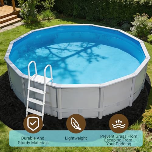 CAIEJSAEN Outdoor Pool Floor Mat, 370 cm Round Mat Under Pools, 200 g/m², Non-Woven Geotextile, Easy Installation, Simple Cut, Protection to Prevent Punctures Objects