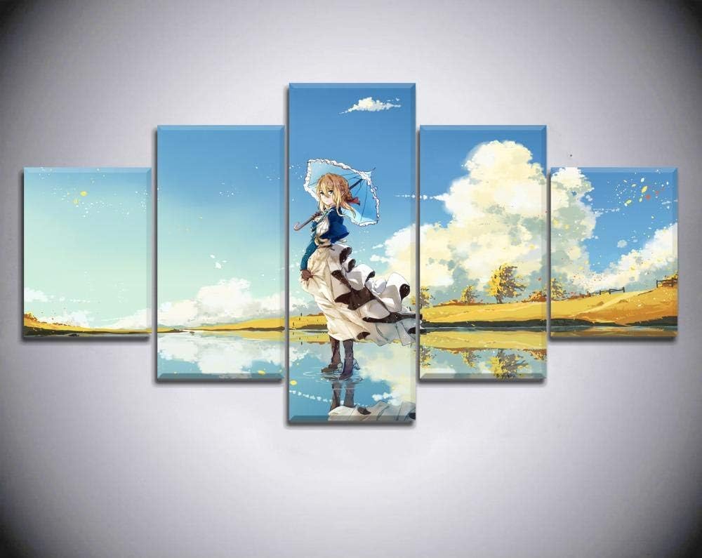 HOPE003 Canvas Painting 5 Piece The Girl on The sea Violet Evergarden Anime HD Print Painting Home Decor 5 Piece Paintings Modern Canvas Painting Wall Room