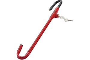 iMonse Steering Wheel Lock Anti-Theft Car Device, Steering Wheel Pedal Brake Lock Retractable Hook Car Security Products Universal Fit(Red)