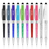 Stylus Pens, Skoloo 10 Pack 2 in 1 Universal Sensitive Slim Crystal Ballpoint Touch Screen Ink Stylist for Apple Android Phone Tablet iPhone 7 iPad Samsung S8 LG Stylo Nintendo 3ds 2ds, Multi-colored