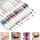 toyofmine 12 Pcs Cosmetic Makeup Glitter Eyeliner Eye / Lip Liner Eyebrow Pencil Pen Set
