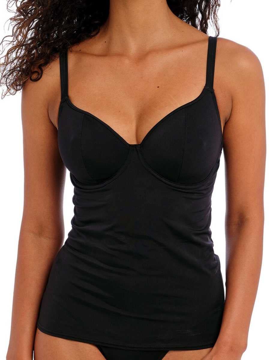 Freya Women’s Jewel Cove Underwire Tankini Top Plain Black