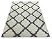 Trellis Ivory (Off-white) Grey Shag Area Rug Rugs Shaggy Collection (Ivory (Off-white), 5'x7')