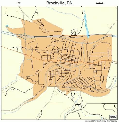 Large Street & Road Map of Brookville, Pennsylvania PA - Printed poster size wall atlas of your home town