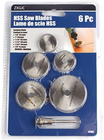 6pc 1/8" Shank High Speed Steel HSS Saw Disc Wheel Cutting Blades with Mandrels For Drills Rotary Tools