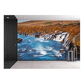 Nature Landscape with Waterfall - Removable Wall Mural | Self-Adhesive Large Wallpaper - 66x96 inches