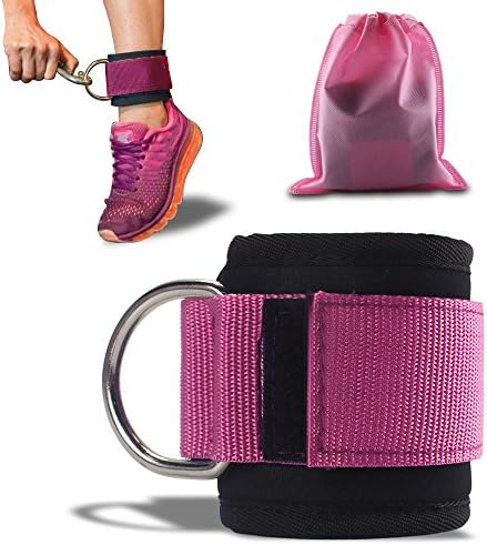 ASMOTIM Ankle Exercise Equipment Workout Strap Ankle Strap with Carry Bag for Cable Machines - Stainless Steal Double Fixed Comfortable Durable Cotton Pad,Fitness Equipment for Hips Abs Legs