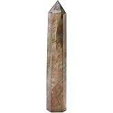 Apengshi 1PCS Natural Crystal Smoke Quartz Tower 5.9"-6.3" (15-16cm) 6 Faceted Single Point Prism Healing Crystal Wand for Meditation Reiki Chakra Therapy