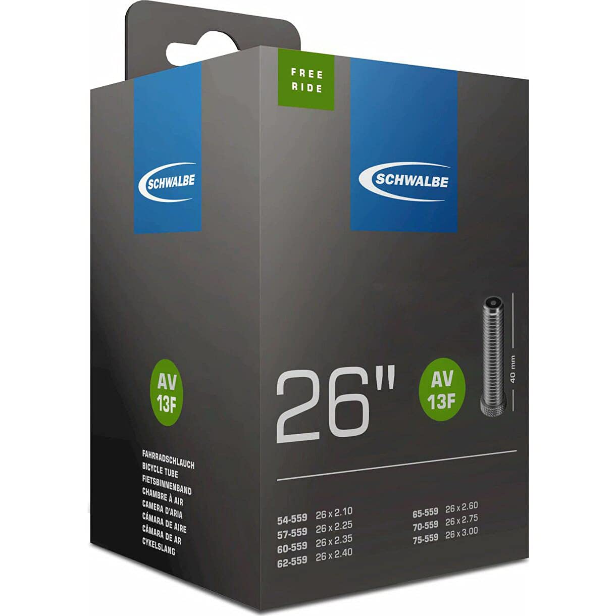 Schwalbe AV13F Tube Schrader - 26 x 2.1-3.0 Inches, Black