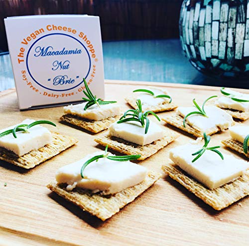 MACADAMIA NUT "BRIE": DAIRY-FREE, GLUTEN-FREE, SOY-FREE. MADE IN HAWAII. A plant-based, semi-soft and spreadable rindless Brie alternative.