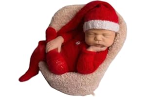 VEDORY Christmas Newborn Baby Photo Shoot Props Outfits Crochet Clothes Santa Claus Red Hat Pants Photography Props