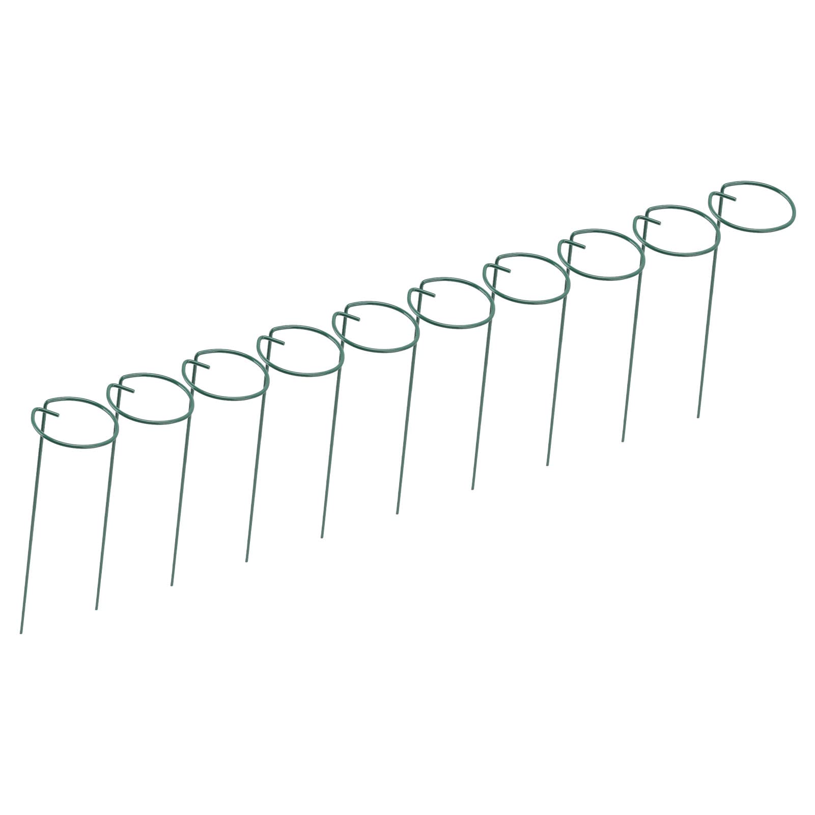 CHICIRIS 10PCS Plant Support Stakes, 9.8in Garden Single Stem Flower Stake Plant Cage Support for Orchid Peony Lily, Green