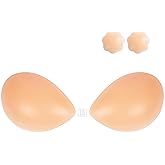 BELAPEACH Adhesive Bra Strapless Sticky Push up Invisible Reusable Silicone Bra for Women's Backless Dress, A B C D Cup