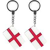 QQSD England Flag Keychain English Key Ring, 2 Pack