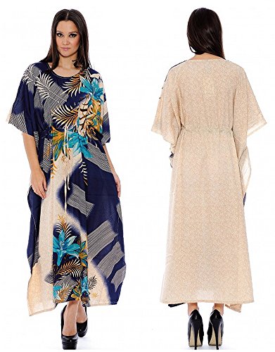 Enimay Women's Fashion Summer Kaftan Dress Kimono Style Pull Over Top 361 Navy